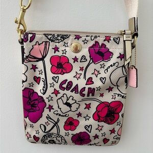 Coach Poppy Petal Floral Crossbody Bag - Pink and Cream